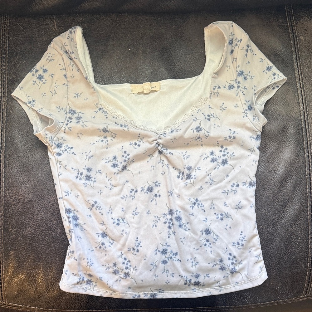 Chic Blue Floral Women's Blouse